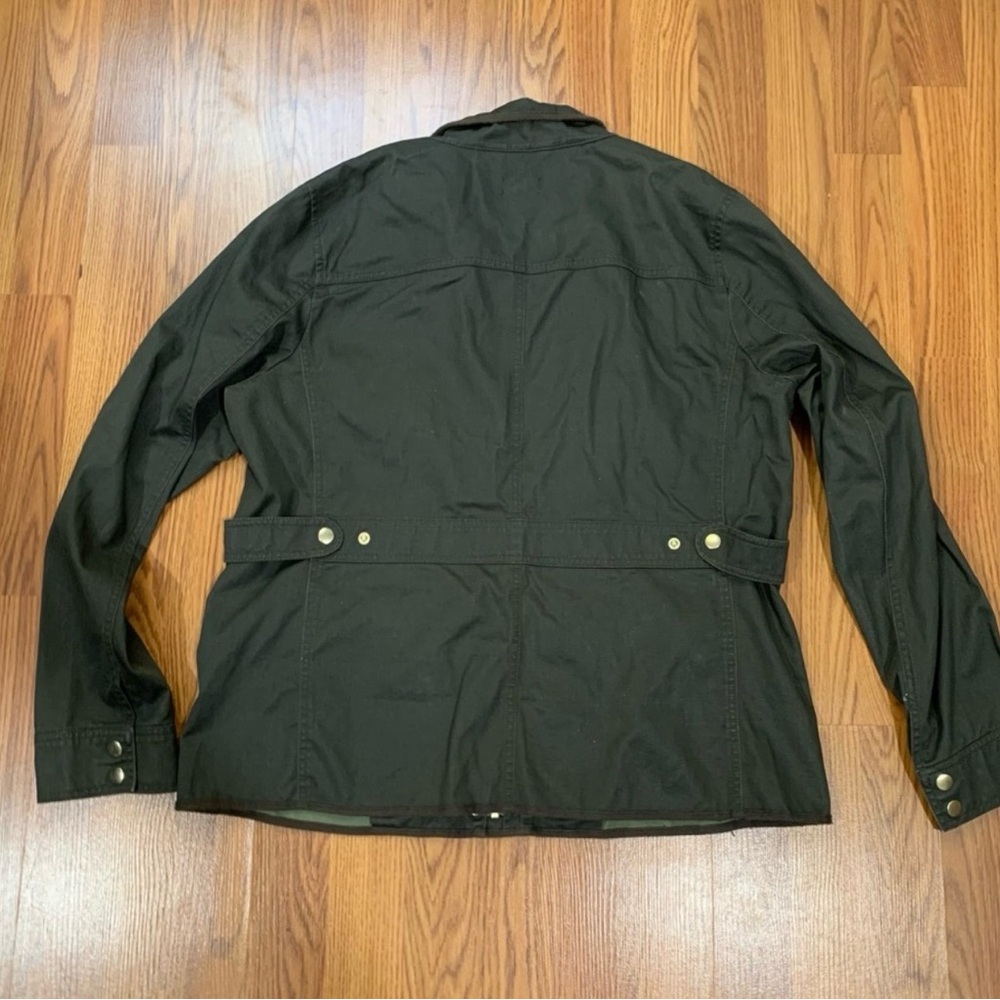 J. Crew Factory Twill Field Jacket Women XL Dark Green Zip Up Snap Button Pocket - Picture 6 of 6